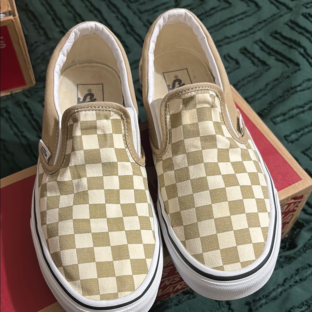 Vans Tan Slip-On Sneakers Classic Style